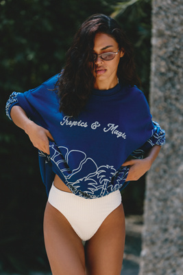 Celandine x Tigre Indigo Printed Pullover | Anthropologie
