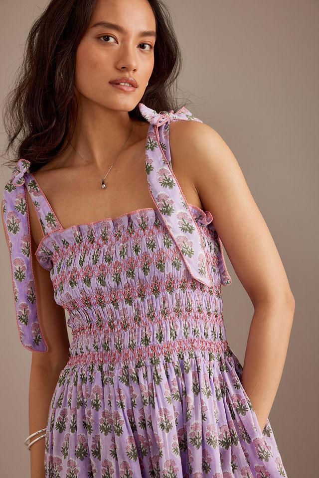 Dilli Grey Yasmin Tie-Strap Midi Dress | Anthropologie UK