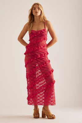Wild Lovers Mermaid Ruffle Lace Maxi Skirt