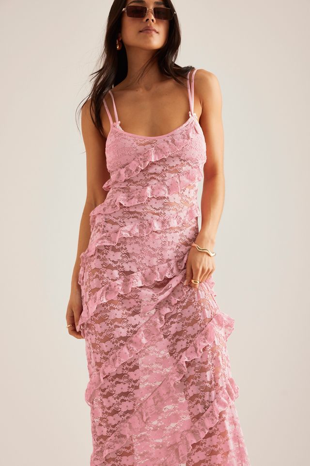Vestido Maxi de Encaje con Volantes Transparente Wild Lovers Envy #1