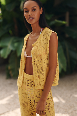 Celandine Bloom Crochet Button-Front Top