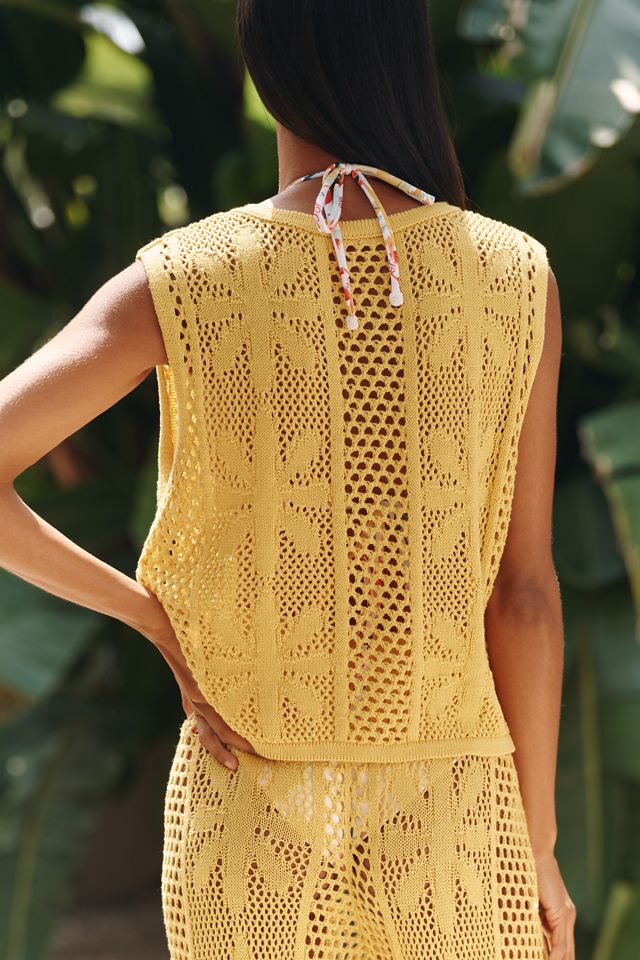 Celandine Bloom Crochet Button-Front Top #1