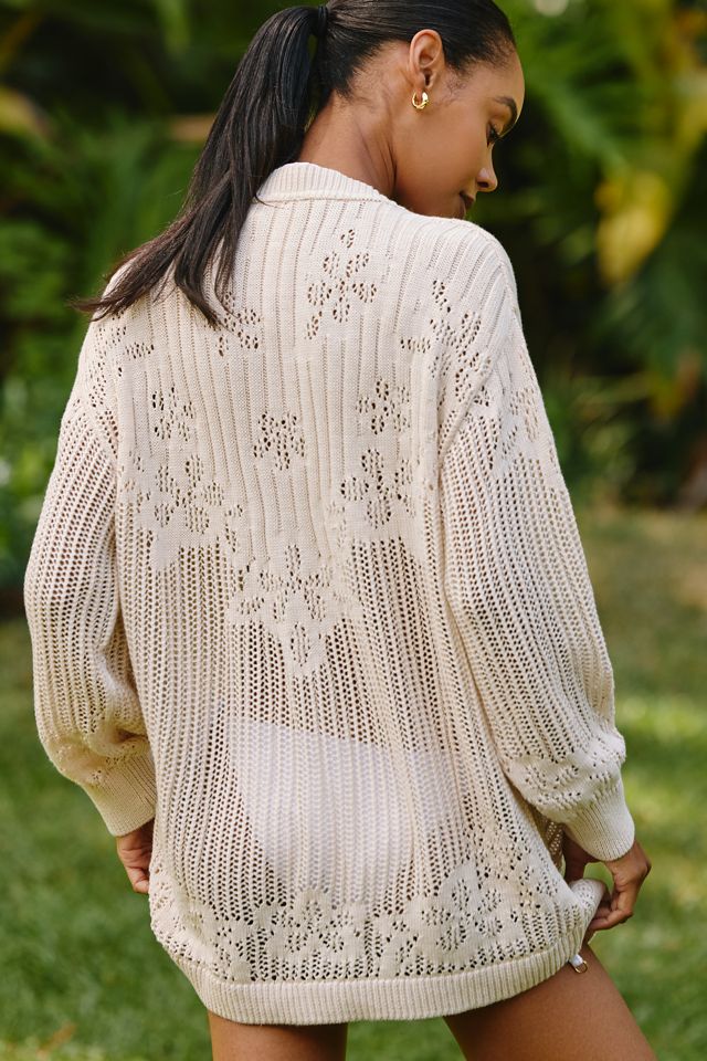 Celandine Open-Knit Floral Cardigan #1