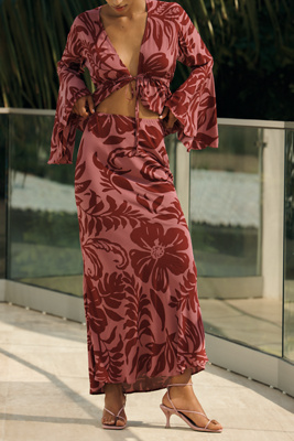 Etla Printed Midi Skirt