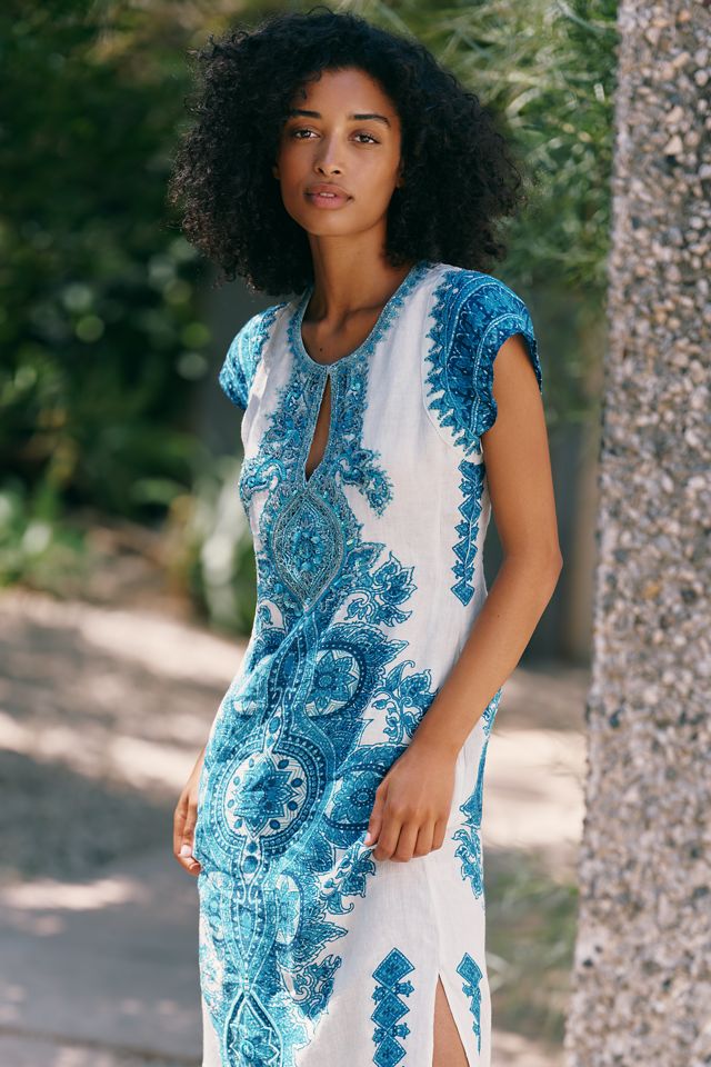 Calypso St. Barth Medallion 100% Linen Dress #3