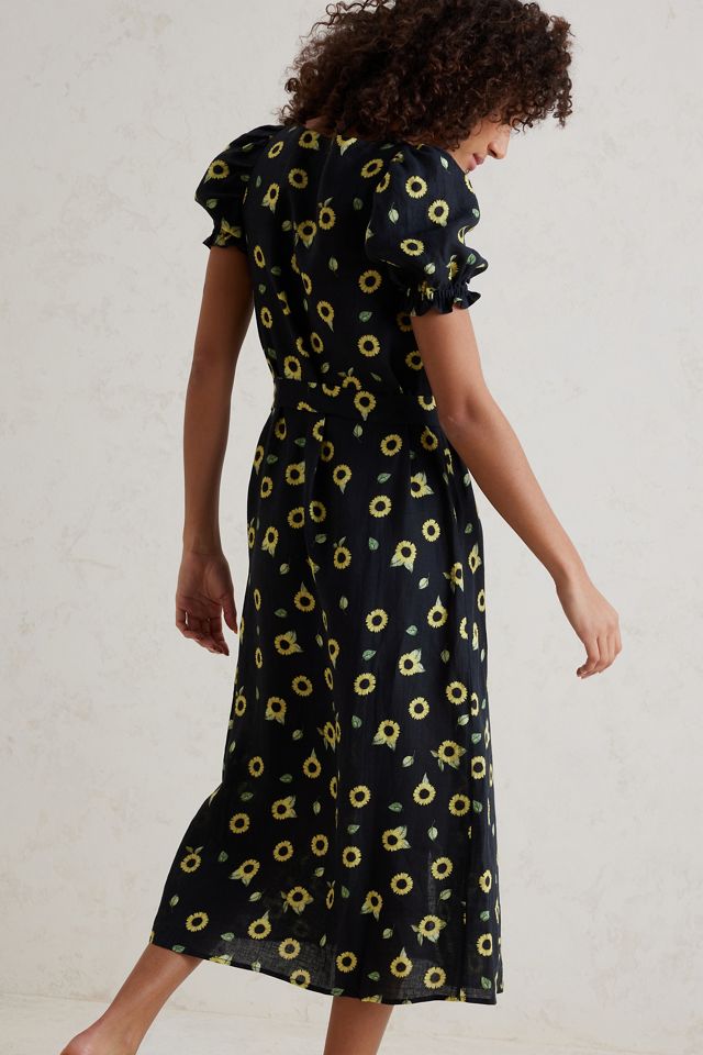 blue floral chiffon midi dress Sloane Chiffon Floral Print Dress