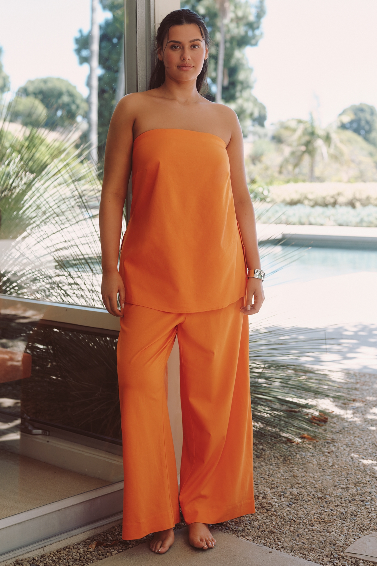 Eloquii Plus Linen Blend Column Tube Top