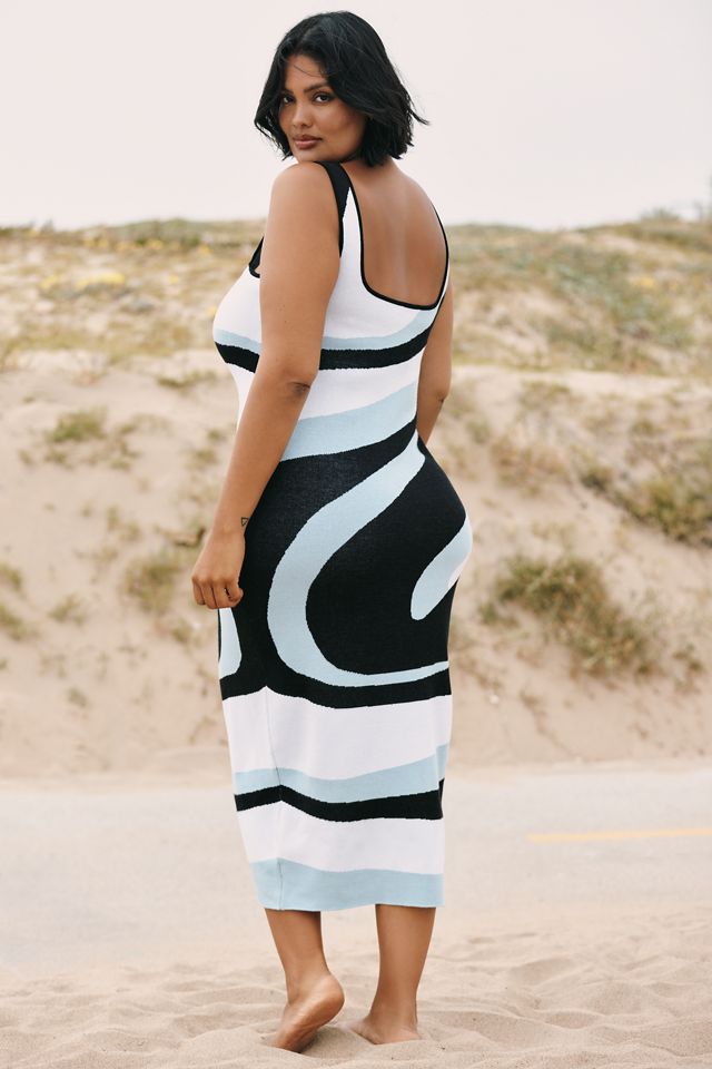 Eloquii Plus Intarsia Sweater Column Midi Dress #1