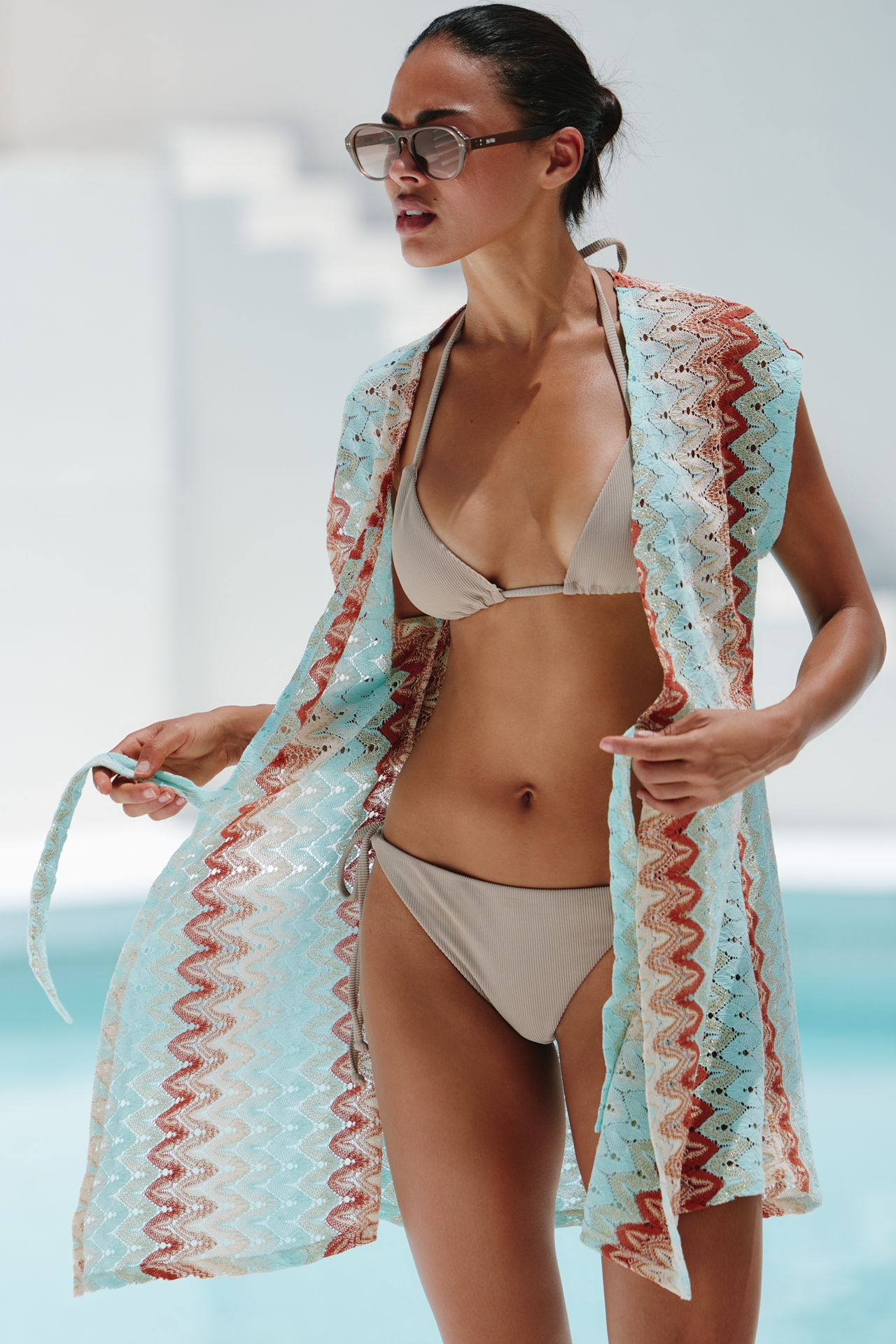 Luli Fama Front-Tie Cover-Up Dress