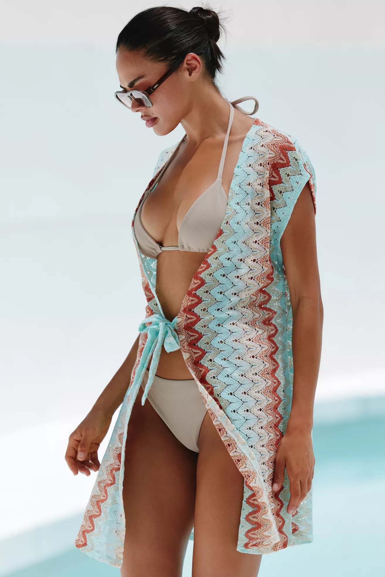 Luli Fama Front-Tie Cover-Up Dress