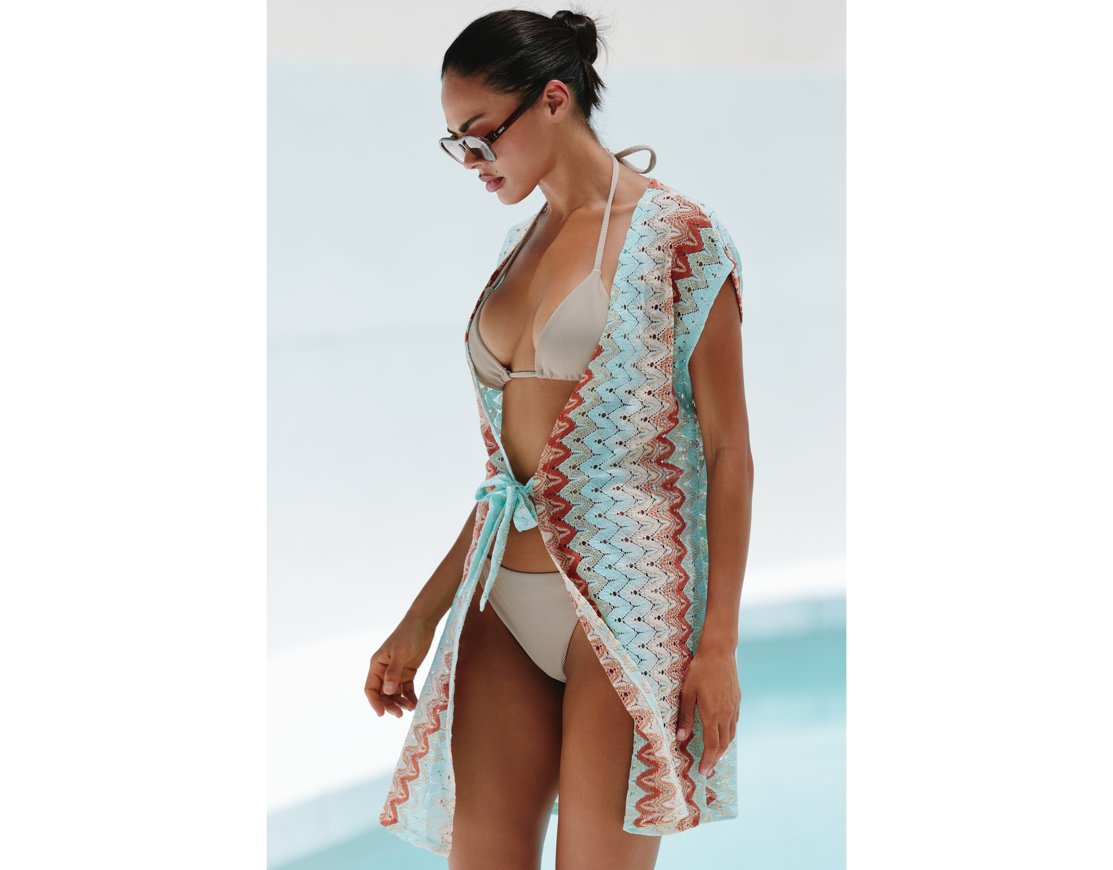 Luli Fama Front-Tie Cover-Up Dress