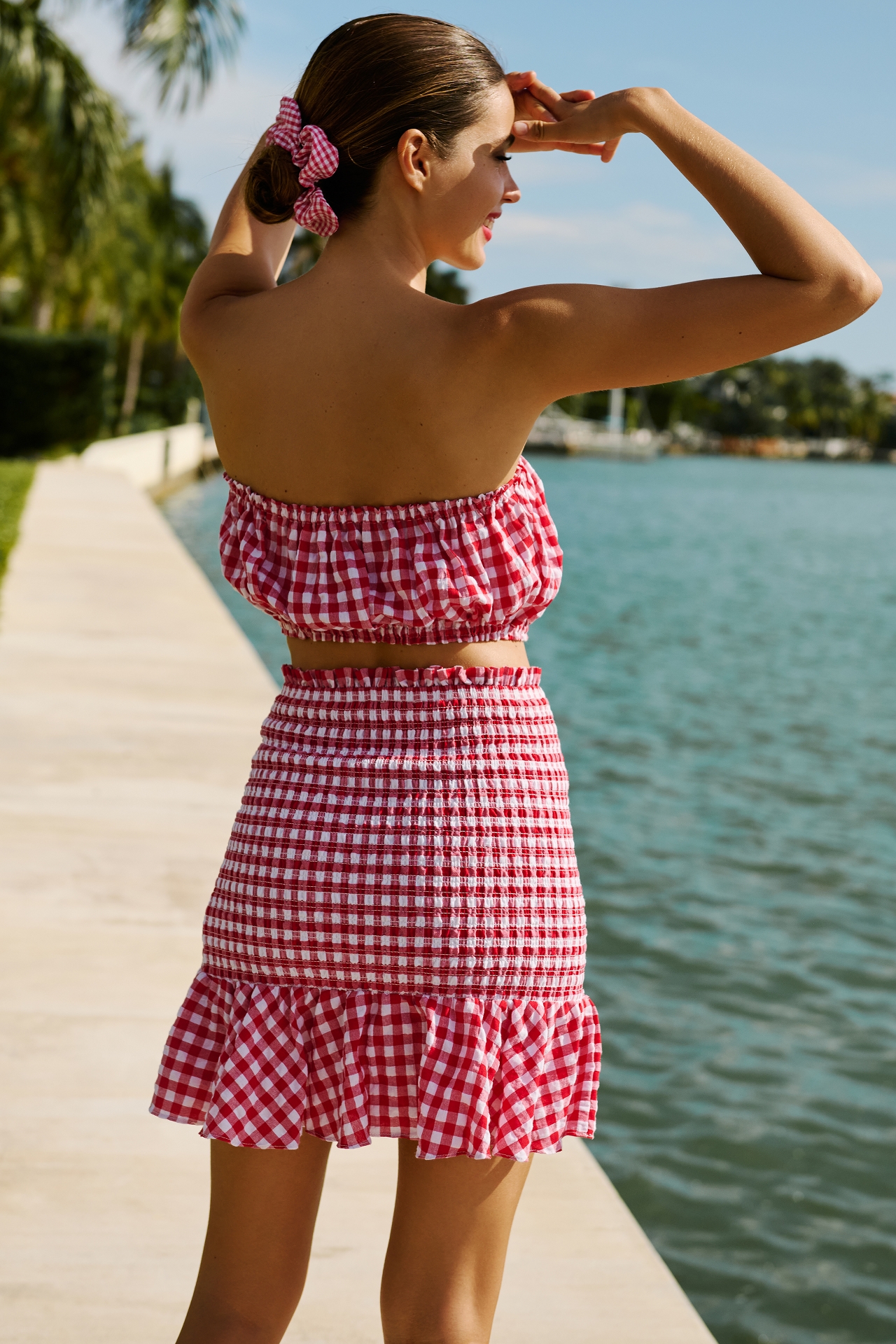 MABLE Gingham Smocked Skirt