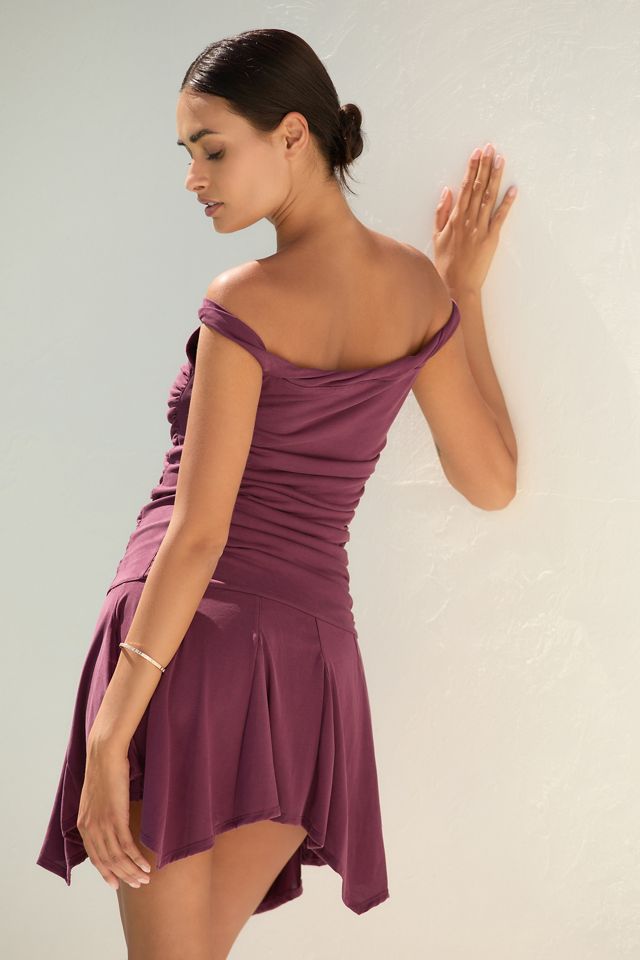 The Lennie Off-The-Shoulder Ruched Mini Dress #1