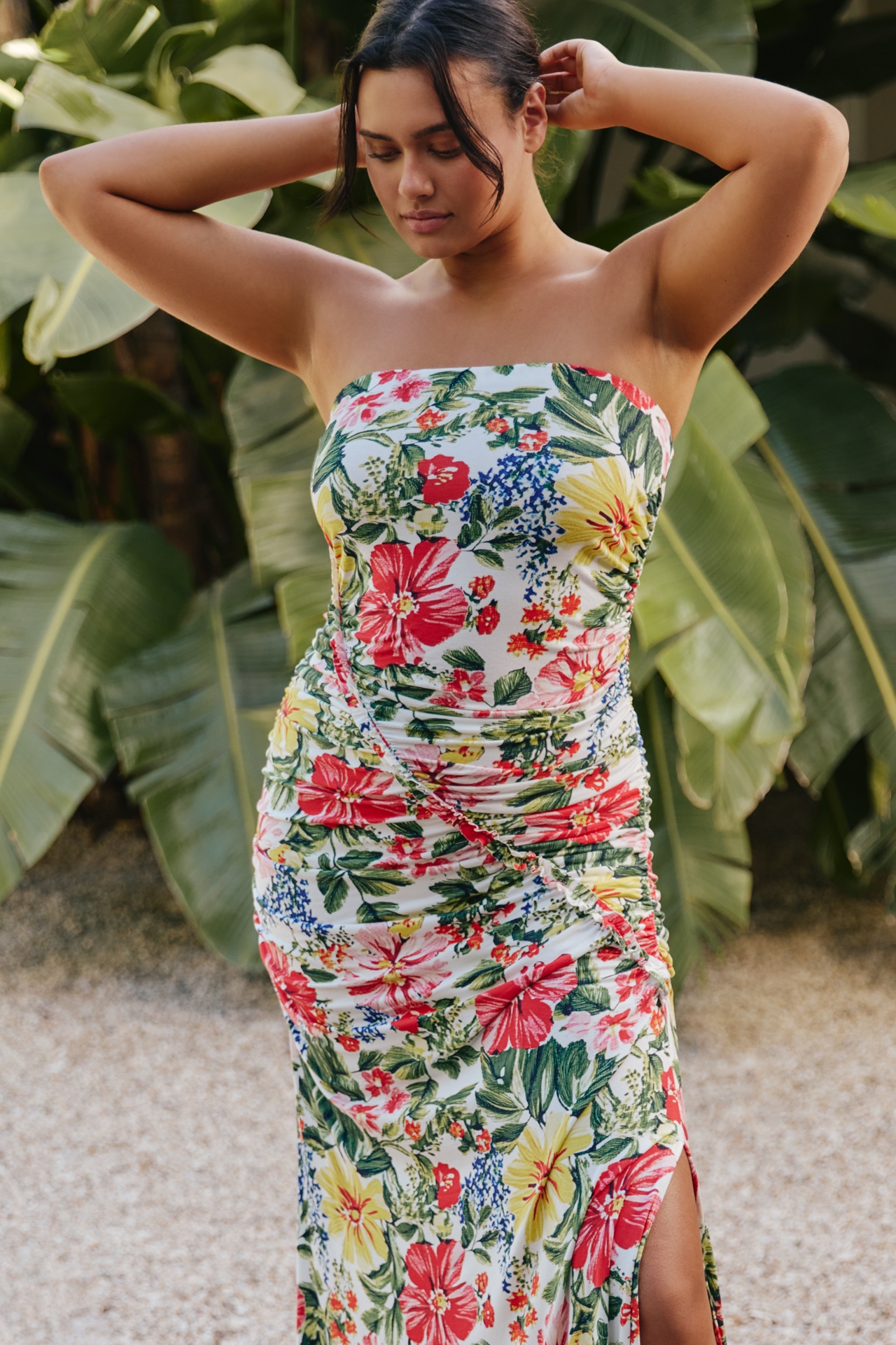 The Gabbie Strapless Ruched Tube Dress by Celandine
