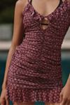 Celandine V-Neck Ruched Sheer Mini Dress
