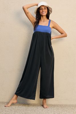 Draped Square-Neck Wide-Leg Jumpsuit
