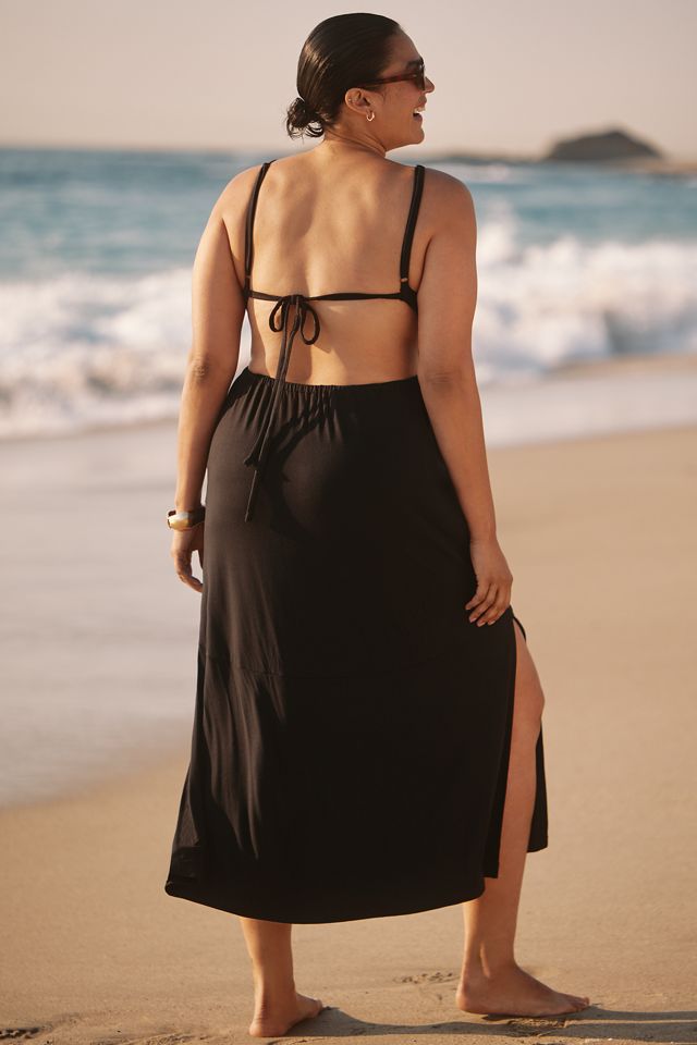 Celandine Ruched Open-Back Halter Midi Dress #1