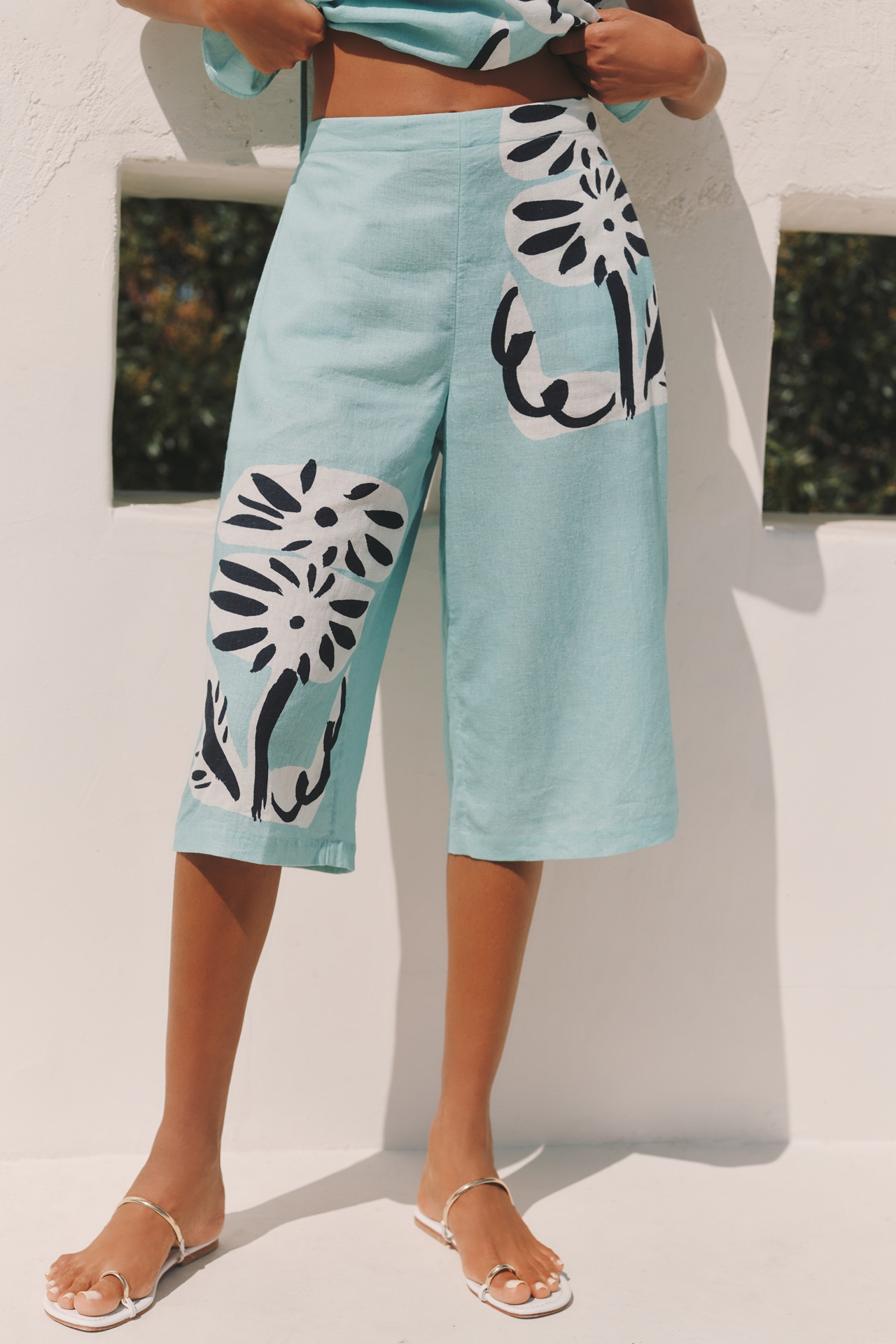Suzanne Lustig x Celandine Linen Blend Capri Pants