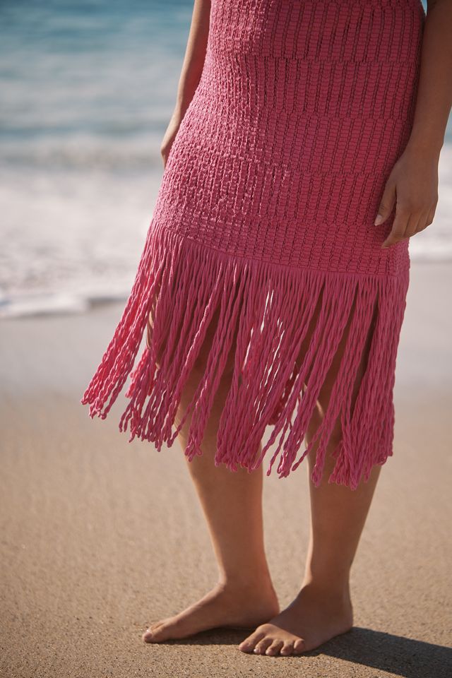 Robe en maille Celandine sans bretelles avec garniture en crochet à franges #5