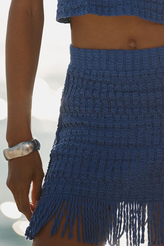 Celandine Sheer Knit Fringe Mini Skirt #2
