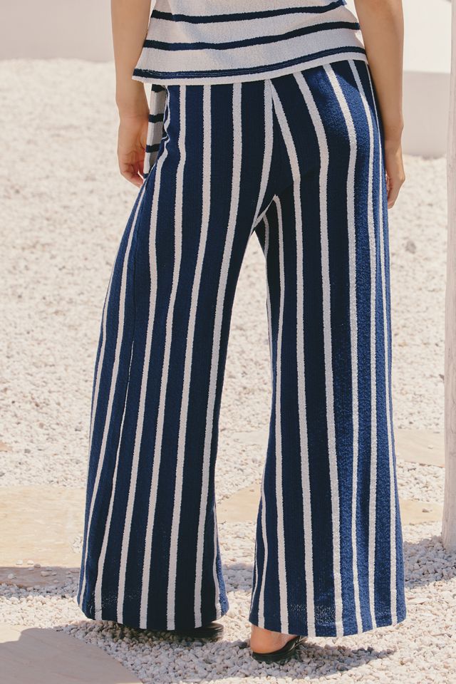 Celandine Gestreifte Frottee-Hose mit weitem Bein #1