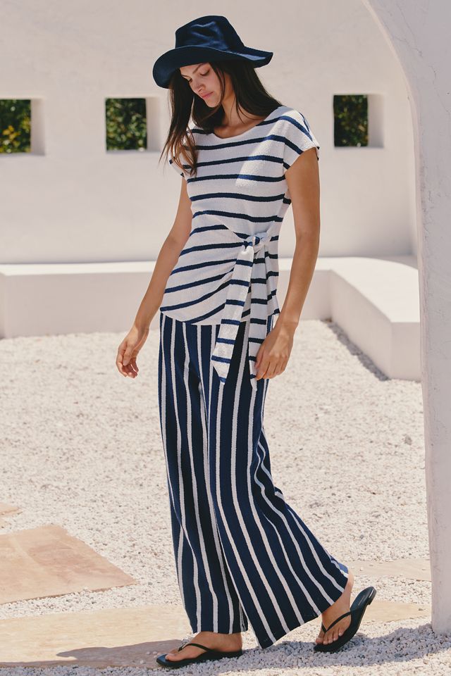 Celandine Gestreifte Frottee-Hose mit weitem Bein #3