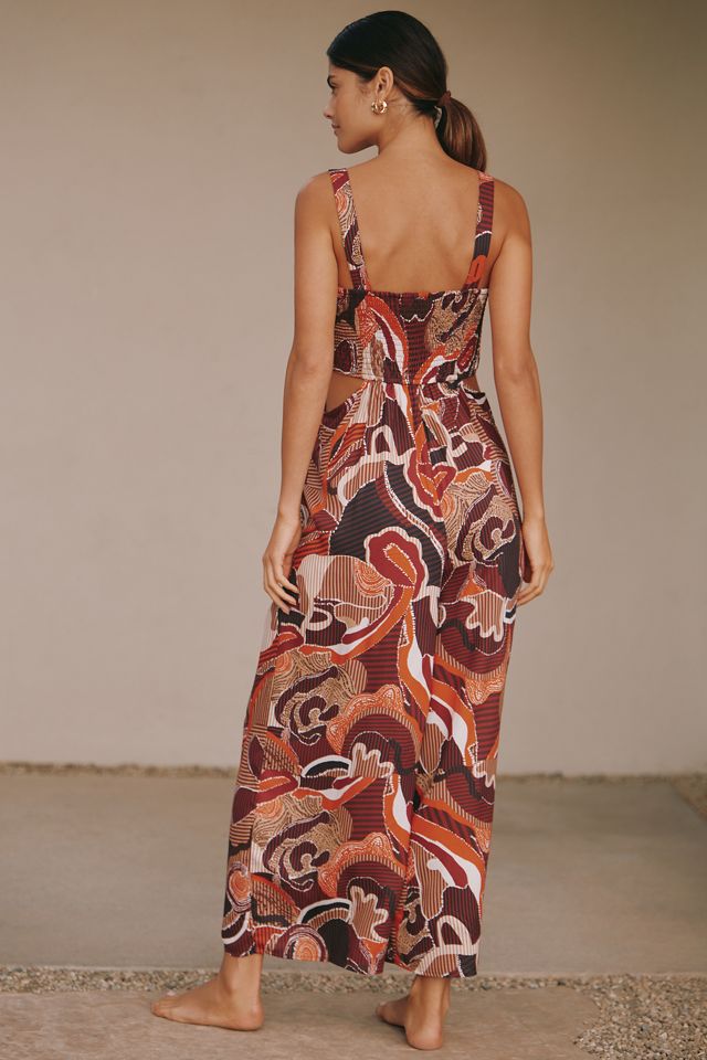By Anthropologie Square-Neck Smocked Jumpsuit #3