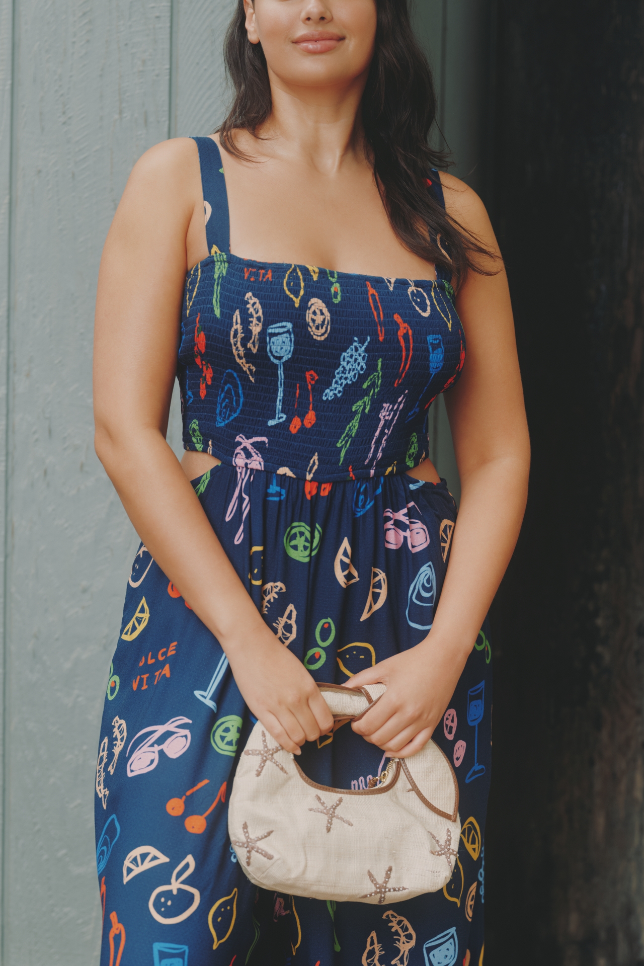 Jordan Nickson Square-Neck Smocked Cutout Jumpsuit