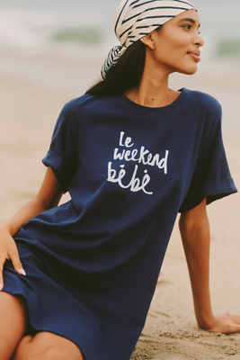 Celandine X Olivia Sewell Short-sleeve Swing Dress In Blue