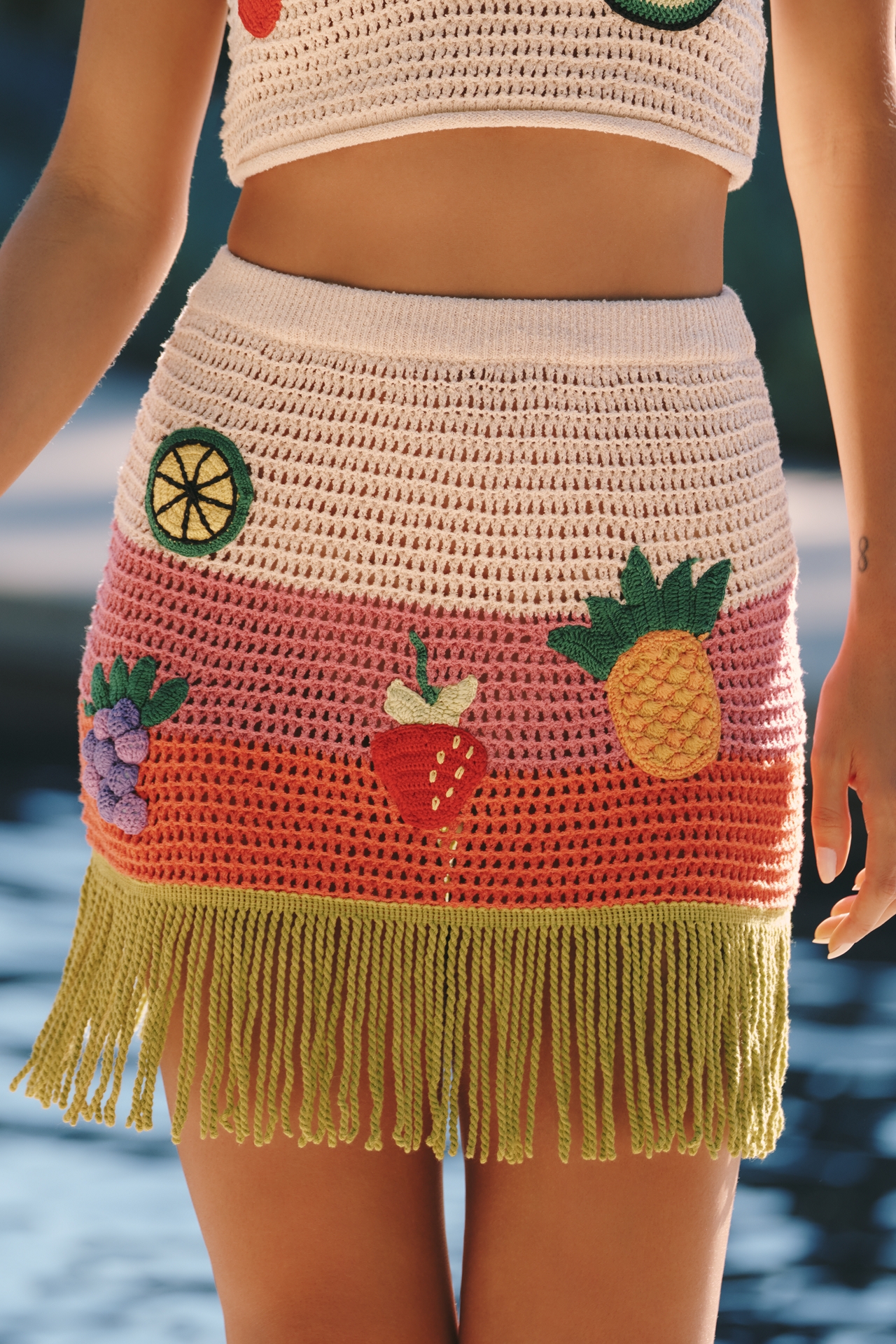 Celandine Market Stand Sheer Crochet Fringe Skirt