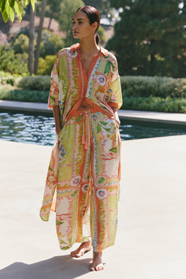 Celandine Sheer Printed Pants In Multi