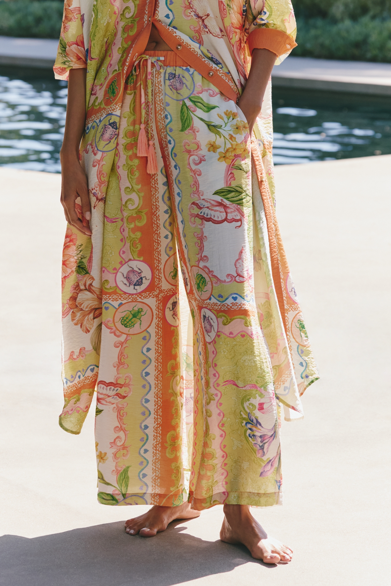 Celandine Sheer Printed Pants