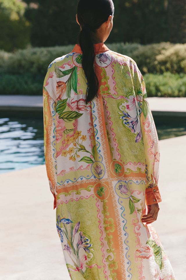 Celandine Long-Sleeve Sheer Maxi Shirt Dress #2