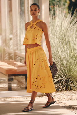 Celandine Sun Cutwork Midi Skirt | Anthropologie