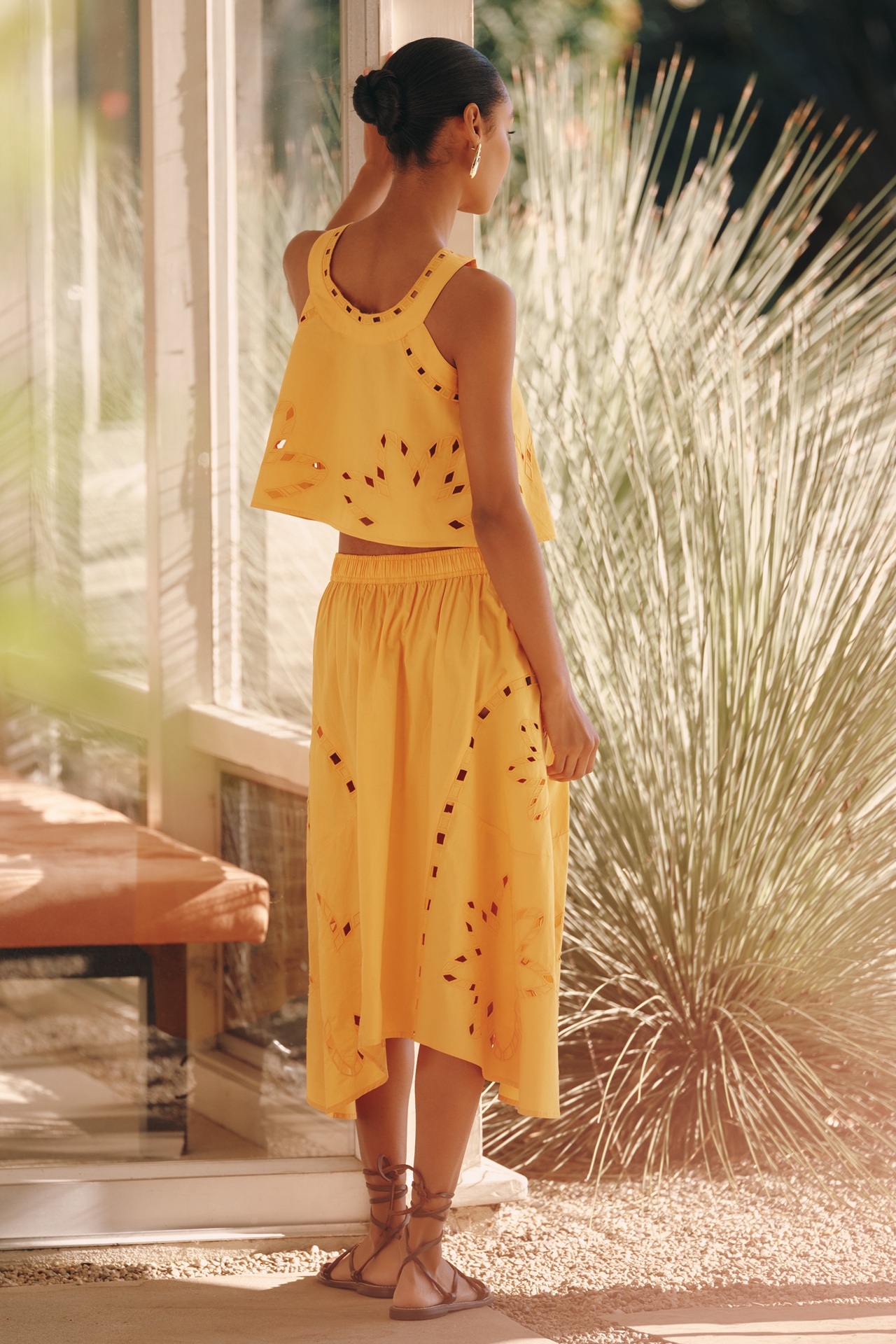 Celandine Sun Cutwork Midi Skirt