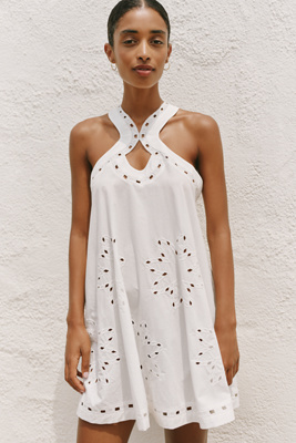 【chiton】Ameri vintage CUTWORK DRESS Celandine 100% Cotton Reversible Cutwork Mini Dress | Anthropologie