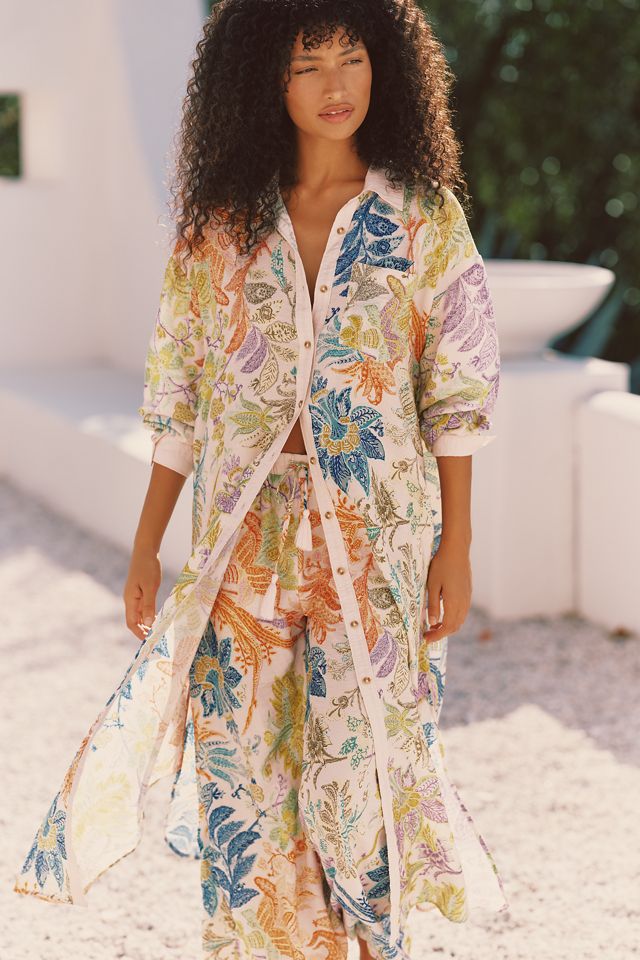 Celandine Sheer Longline Buttondown Shirt #1