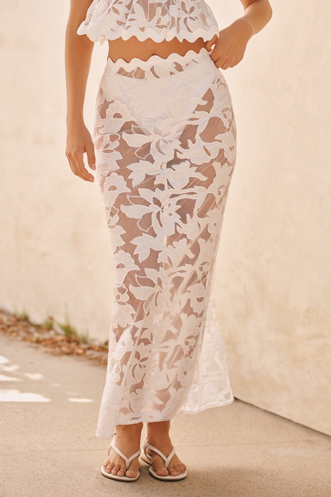 BLITHE Scallop Sheer Maxi Skirt