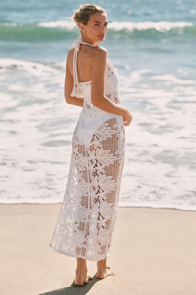 BLITHE Sheer Cutout Lace Maxi Dress #1
