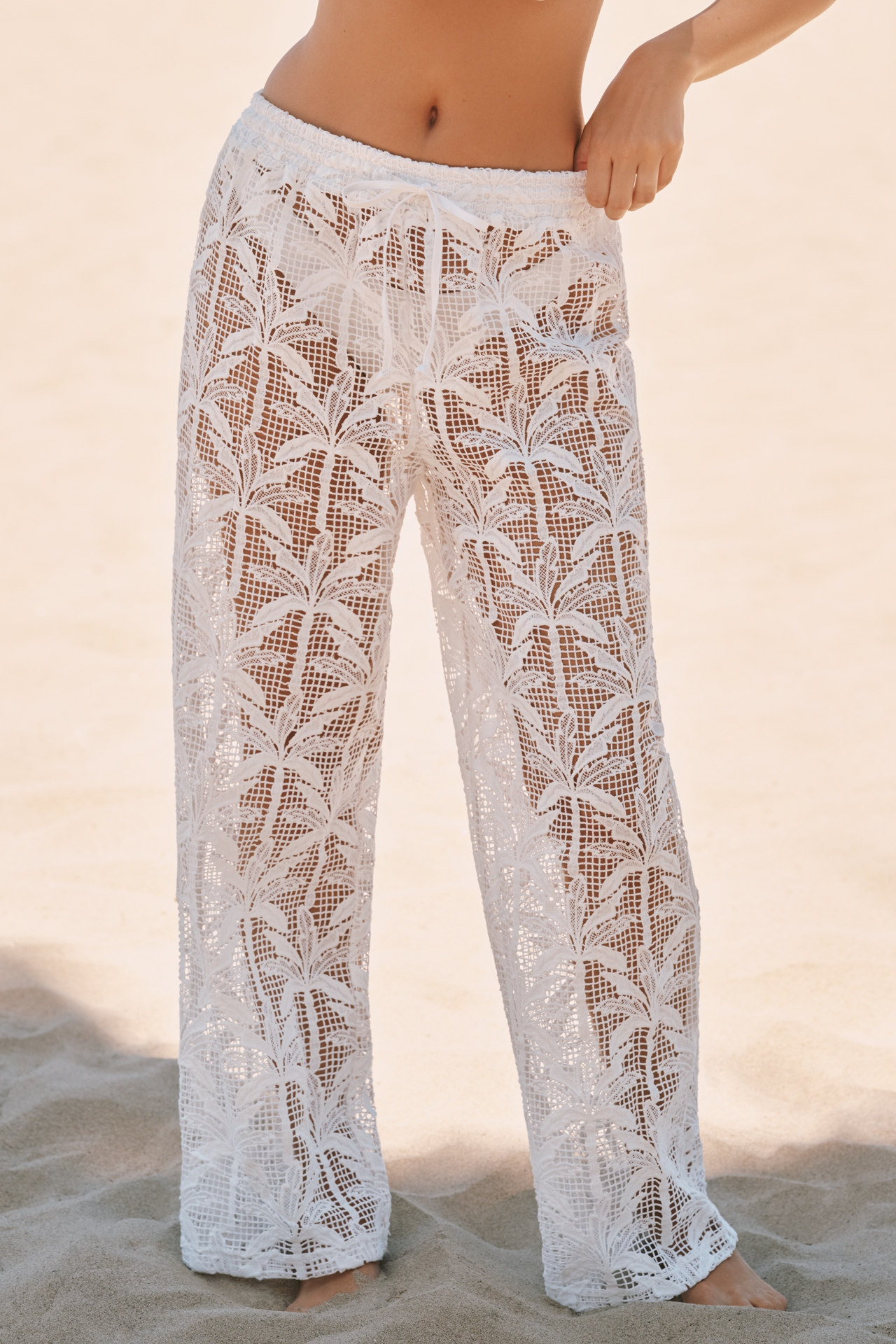 BLITHE Sheer Cutout Lace Pants