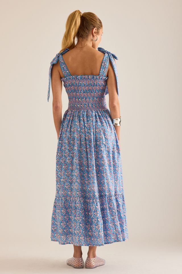 Vestido Largo Floral Dilli Grey Yasmin con Hombros Atados #1