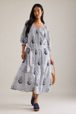 Robe mi-longue boutonnée à ceinture Dilli Grey Jasmine