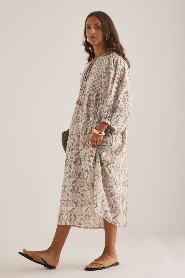 Vestido Midi con Estampado de Bloques y Lazo Frontal Farrah de Dilli Grey #3