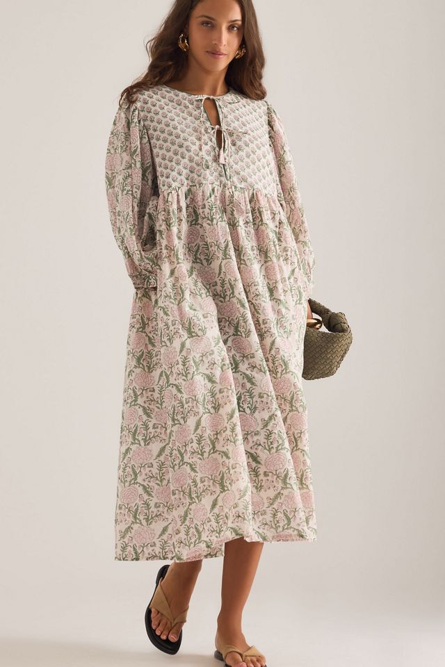 Vestido Midi con Estampado de Bloques y Lazo Frontal Farrah de Dilli Grey #4