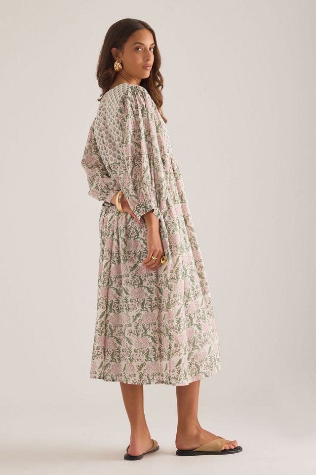 Vestido Midi con Estampado de Bloques y Lazo Frontal Farrah de Dilli Grey #1