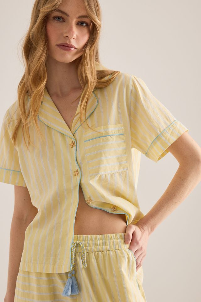 Chelsea Peers Cotton Butter Stripe Short-Sleeve Shirt #1