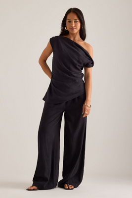 TALA Linen-Blend Drawstring Trousers