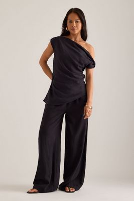 TALA Linen-Blend Drawstring Trousers