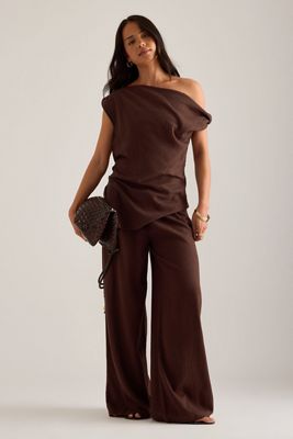 Pantalon en mélange de lin à cordon TALA