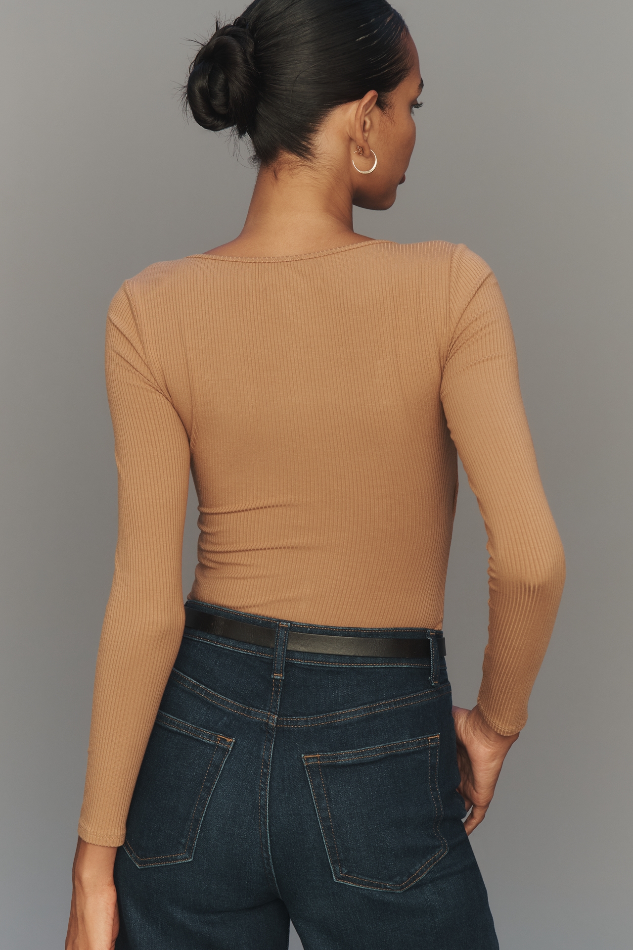 LSPACE Amore Long-Sleeve Square-Neck Bodysuit